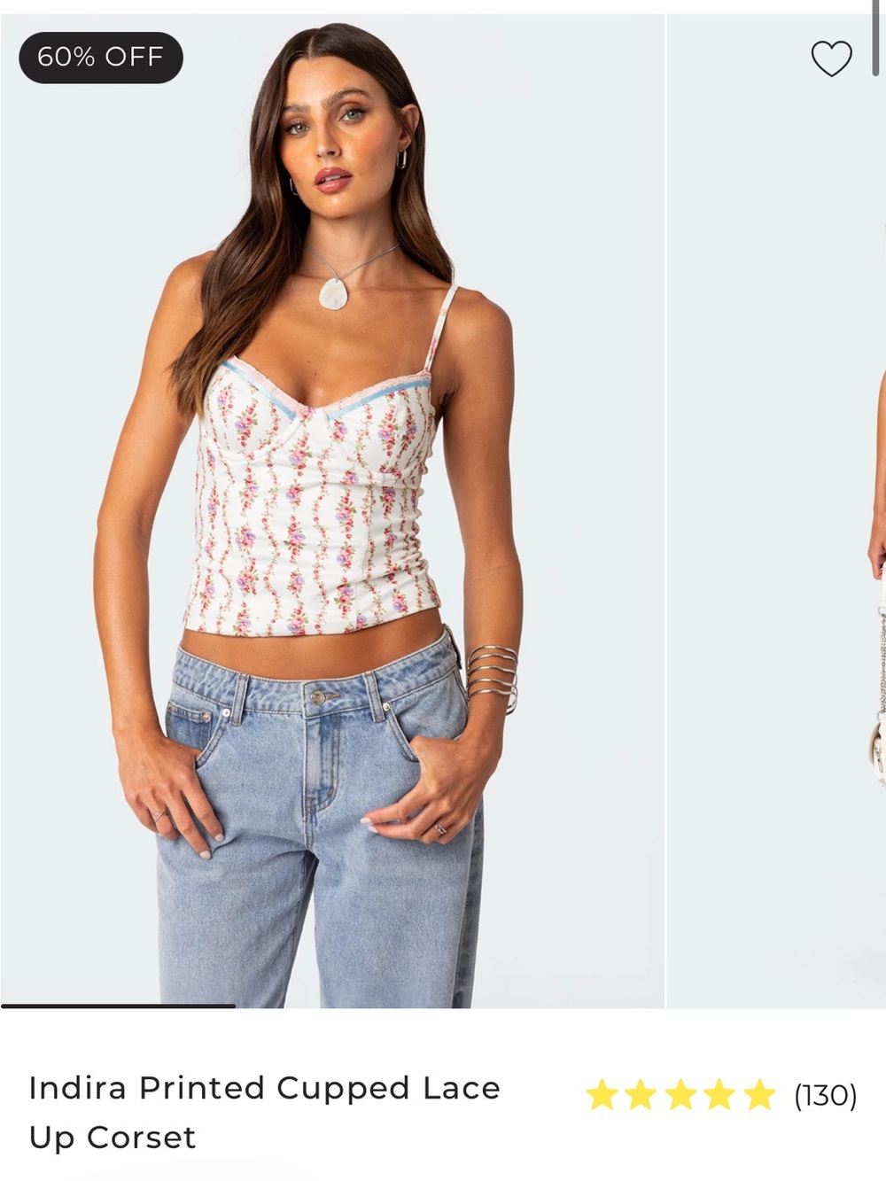 edikted Indira Printed Cupped Lace Up Corset, never worn